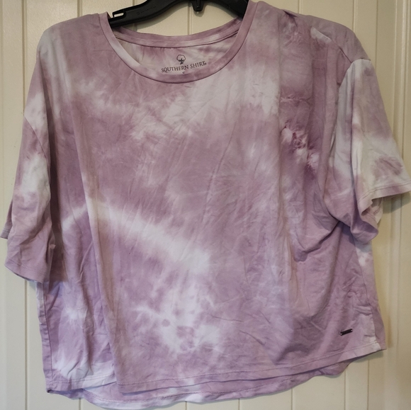 The Southern Shirt Company Tops - Southern Shirt Cropped Style Purple Tie-Dye T-Shirt Size Small